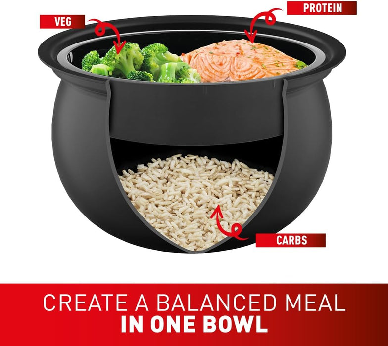 Tefal SpheriCook 16-in-1 Multicooker, Slow Cooker, Rice Cooker, Steam, Keep Warm, Browning, Dishwasher Safe Bowl, 16 programs, 5 Litres, Black, 750 Watts, RK745840