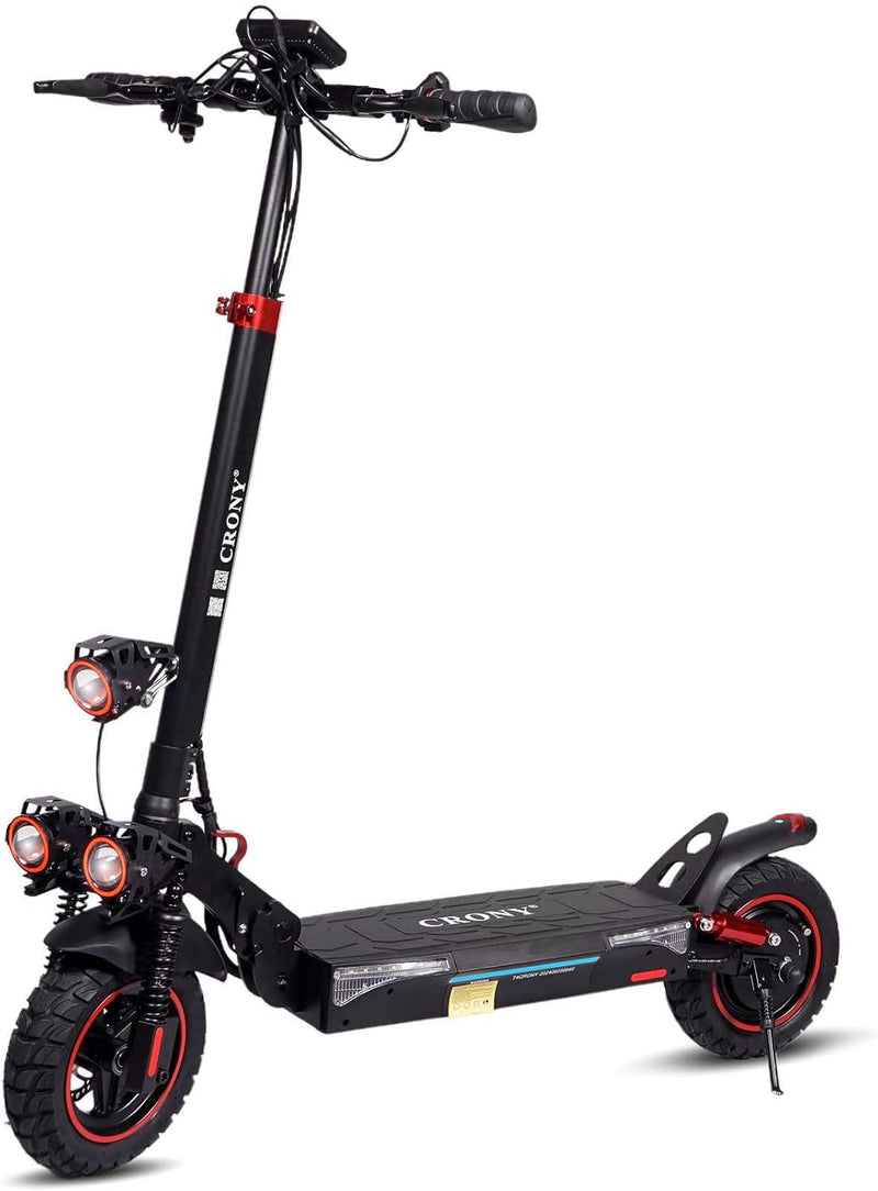 CRONY T4 Electric Scooter with Big LCD Display, 2000W Motor, 40-65KM/H Speed, Smart App Control, Triple LED Headlamps & Foldable Design with Smart Lock & Flashing Mode, Front/Rear Suspension - No Seat