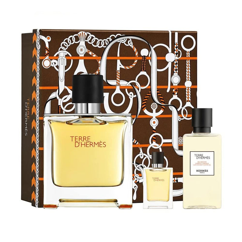 Hermes Terre d' Gift Set 75ml EDP + 40ml Shower Gel and 12ml EDP