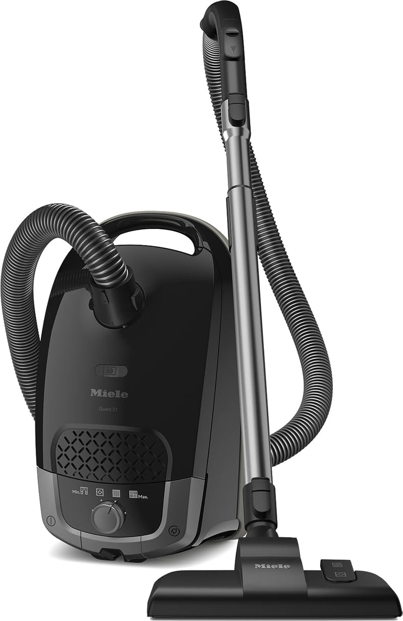 Miele Guard S1 Bagged Cylinder Vacuum Cleaner with FiberTeQ Universal Floorhead, Lightweight & Compact, in Obsidian Black/Space Grey(Amazon Exclusive) - Obsidian black