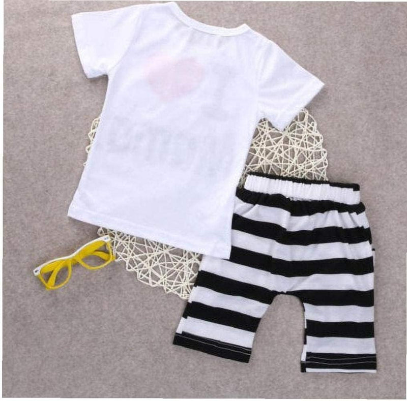 GQCQGS Kid Clothes Set 2pcs Summer I Love Papa Mama T Shirt Top+Short Pants Outfit Clothes Set for Baby Girl Boy