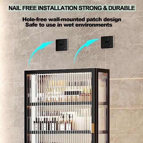 3 Tier Bathroom storage Cabinet,Bathroom shelf wall Mounted Storage Cabinet with Clear Doors for Bedroom,BathroomLiving Room,Kitchen storage Organizer (30)