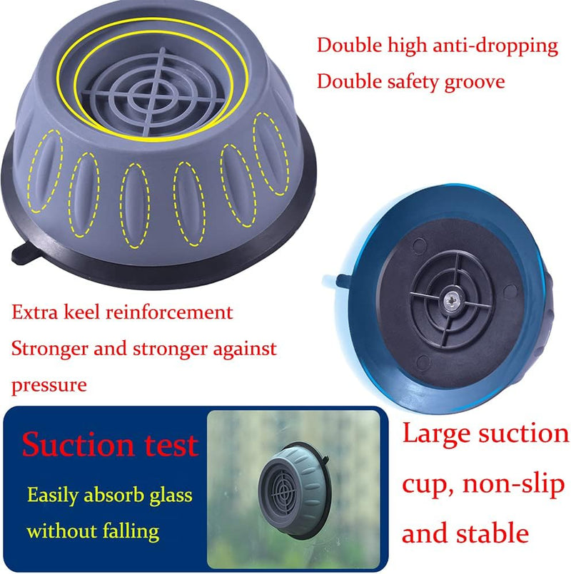 Threesome 4 Pcs,Washer Dryer Anti Vibration Pads with Suction Cup Feet,Fridge Washing Machine Leveling Feet Anti Walk Pads,Shock Absorber Moistureproof Bathroom (4PCS)