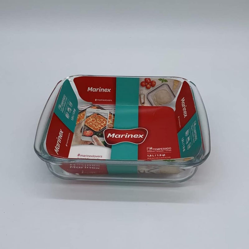 MARINEX Medium Square Glass Roaster 1.8L Durable Heat-Resistant Bakeware Dish Transparent Oven-Safe Roasting & Baking Tray Ideal for Brownies, Casseroles, Pasta Bakes, Desserts & Everyday Meals