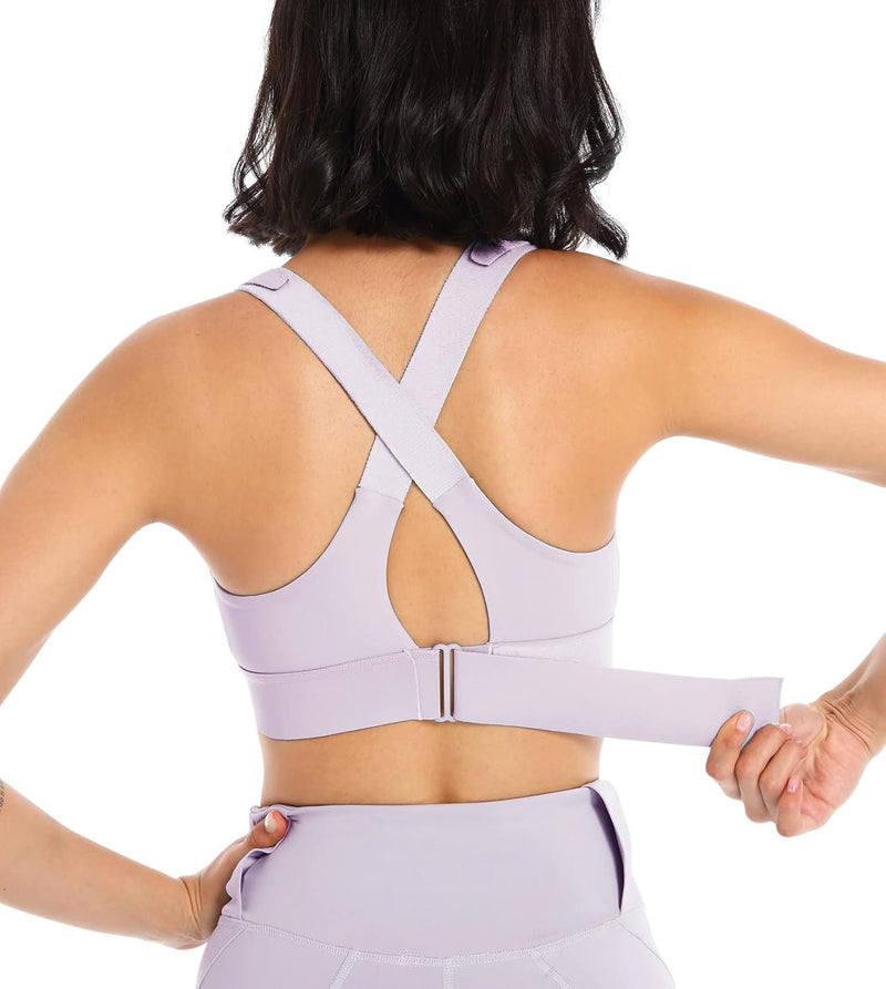 Sports Bra for Women High Impact Work Out Bra with Support Front Zipper Gym Padded Bras with Adjustable Straps