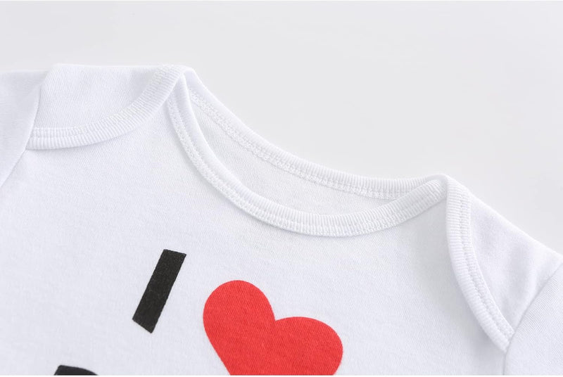 MAMIMAKA Unisex-Baby 2-pack Solid One-Piece Newborn Twins I Love Papa I Love Mama Bodysuits 0-24Months Boys and Girls