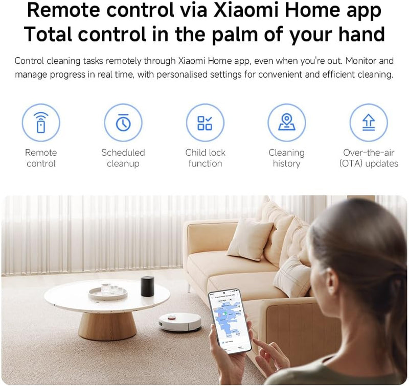 Xiaomi Robot Vacuum S40 Smart Laser Navigation Robot Mop, Powerful 10000 Pa Suction for Pet Hair, Carpets & Hard Floors