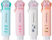 Retractable Erasers, Cute Rubber for Kids, Cat Paw Shaped Push Pull Rubber Eraser for Students Writing Office School Supplies 4 Pcs