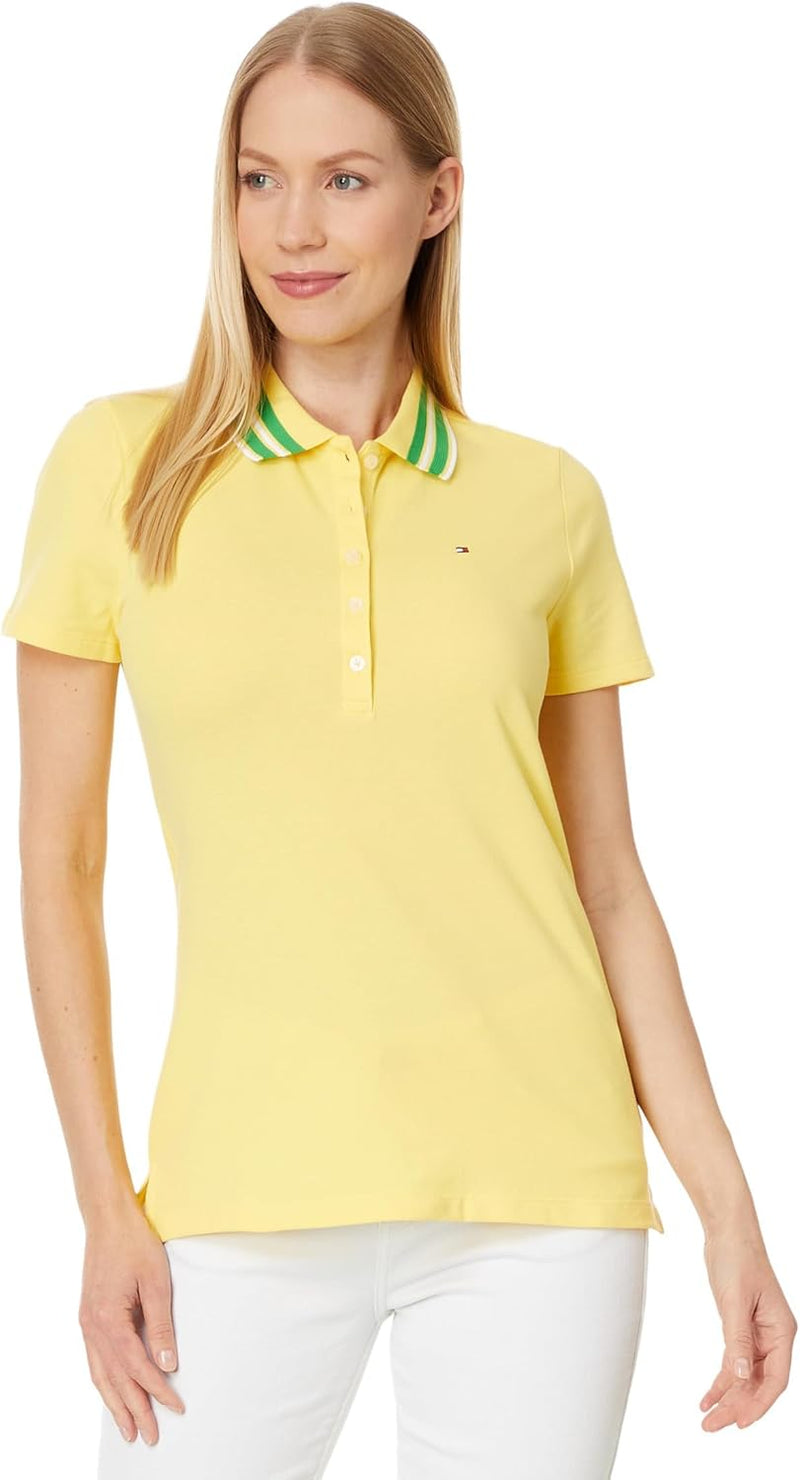 womens Tommy Hilfiger Women's 5 Button Polo Tee T-Shirt - Snapdragon