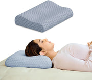 Cervical Neck Pillow Memory Foam for Neck Pain Relief Ergonomic Contoured Design for Spinal Alignment & Posture Ultra-Responsive Foam with Washable Cover Queen, White, 1 Pack - Grey King (Pack of 1)