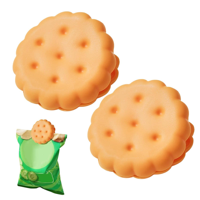 Bag Clips for Food Storage, 2 Pack Snacks Sealing Clip, Storage Gadgets, Household Food Preservation, Cookie Shaped Kitchen Accessories for Indoor Kids Adults Outdoor Travel