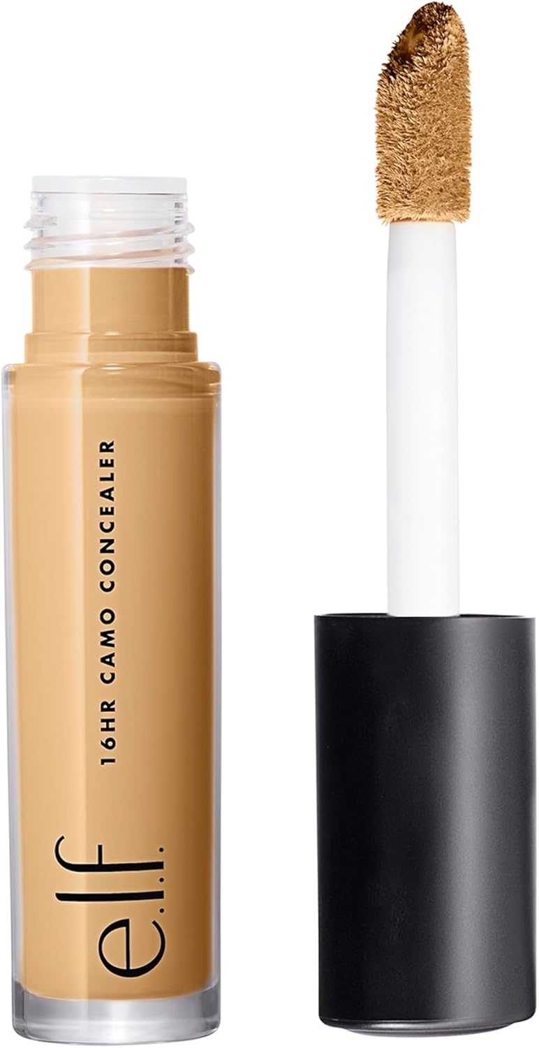 e.l.f. Hydrating Camo Concealer Lightweight Full Coverage Long Lasting Conceals Corrects Covers Hydrates Highlights Satin Finish 25 Shades AllDay Wear 0.20 Fl Oz, Light Beige, 1 count - medium