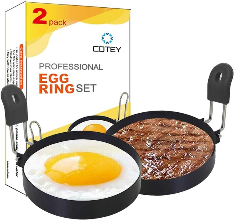 Large Non Stick Egg Ring Set, Round Circle Cooker Shaper For Fried Mcmuffin Pancake Sandwiches Stainless Steel Maker Molds Set 3.54"