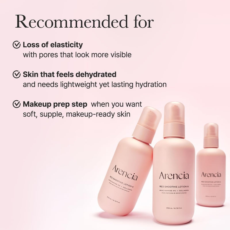 Red Smoothie Lotion 5, Face Moisturizer with Niacinamide 5%, Collagen, Peptide Complex, Hydrating Skin Care, 6.76 fl oz