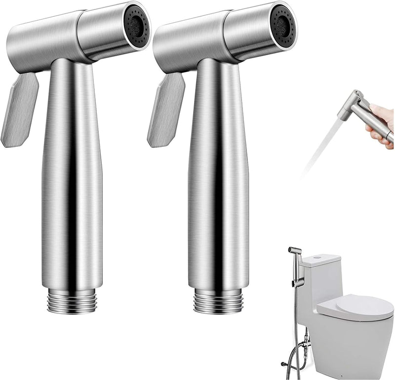 X spring Bidet Toilet Sprayer Head, 2PCS Stainless Steel Bidet Sprayer Cloth Bathroom Diaper Sprayer, Bidet Hand Shower Stainless Steel Handheld for Kitchen Bathroom Shower Toilet Cleaning