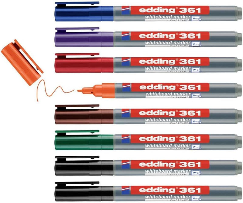 Edding E-361 Fine Tip Board Marker 10-Piece Set, Black