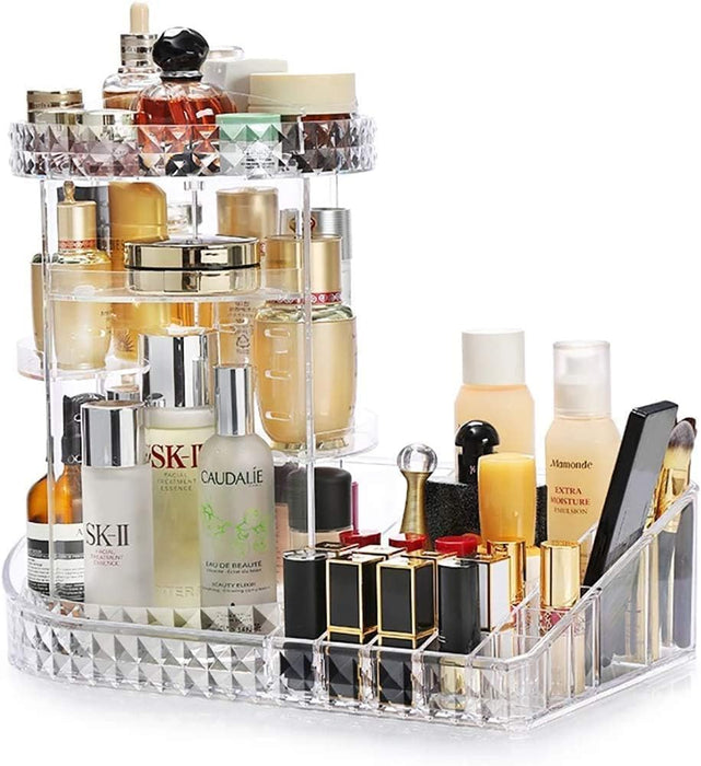 '-MOMENT Makeup Organizer,360°Rotating Adjustable Cosmetic Storage Display Case with 7 Layers Large Capacity for Skin Care,Cosmetic Brush,Lipstick and Nail Polish (Clear)