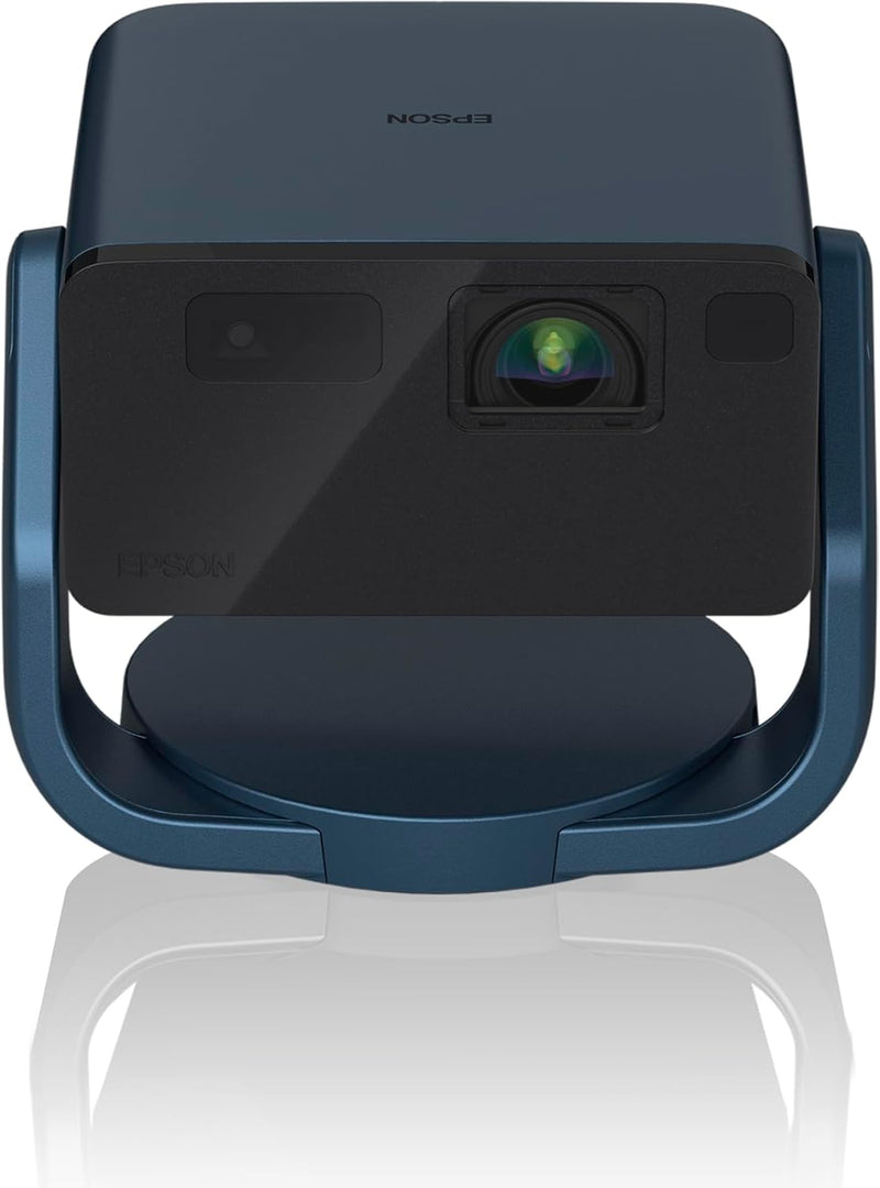Epson EF-22 Mini Smart Laser Projector with Swivel stand, Full HD, 1000 Lumens, 150 Inch Display with HDR, Google TV, Dolby Atmos Sound, Gaming & Home Cinema Onyx Black - Navy Blue