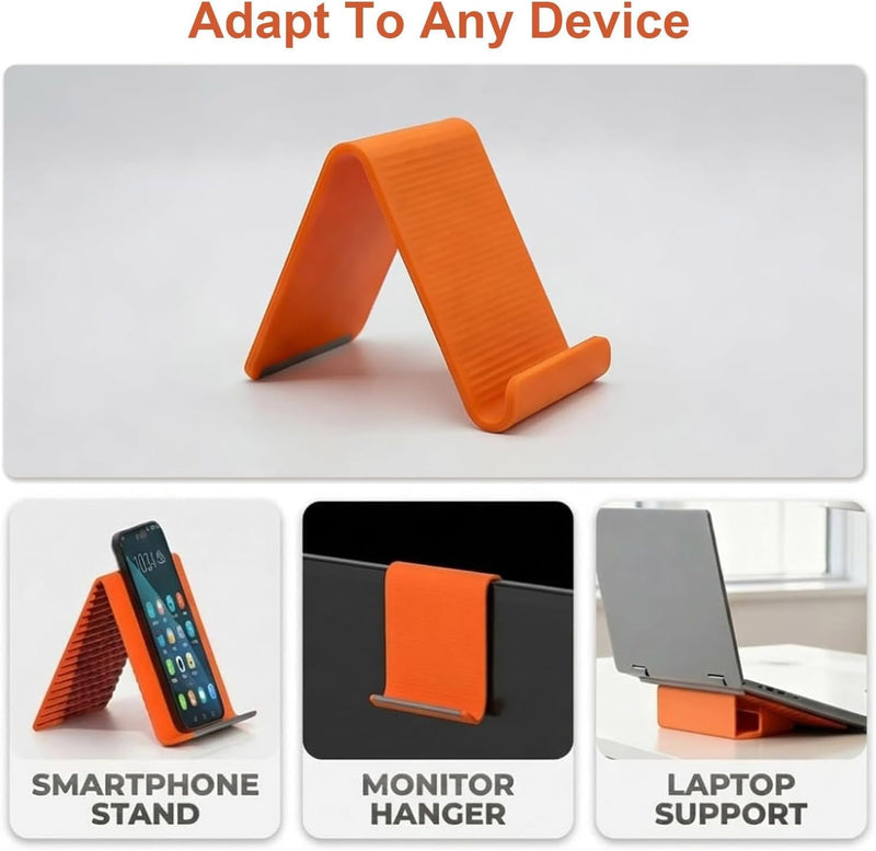 Zuooiec 2026 New Flexible Silicone Aluminum Phone Stand Bendable Freely into Any Shape, Universal Adjustable Anti-Slip Desktop Mount for Home Office Travel (Orange) - Black