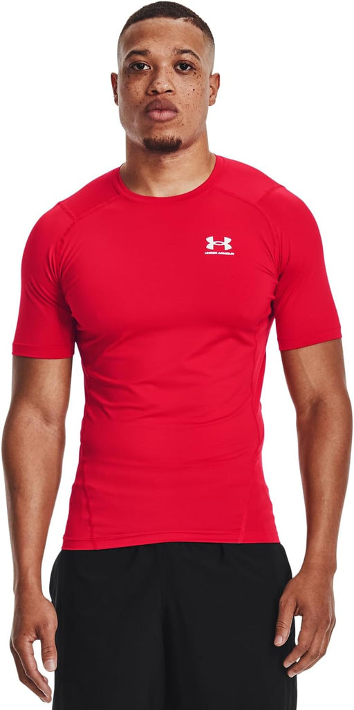 Mens Armour Heatgear Compression Short-sleeve T-shirt Short Sleeve (pack of 1) - Red/White