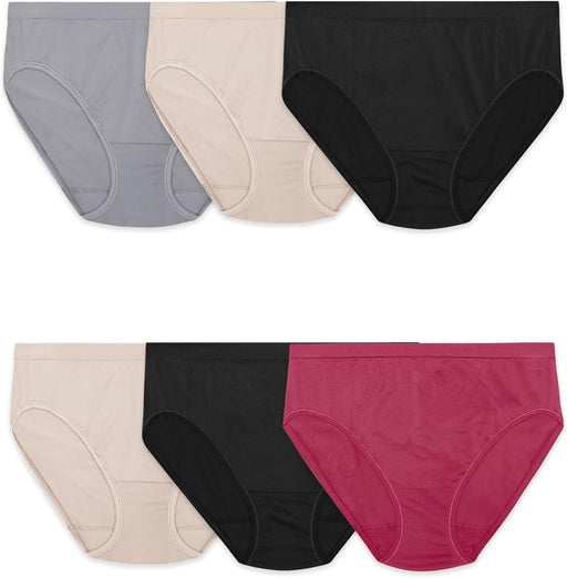 Women's 360 Underwear, High Performance Stretch for Effortless Comfort, Available in Plus Size - Hi Cut - 6 Pack - Assorted Colors