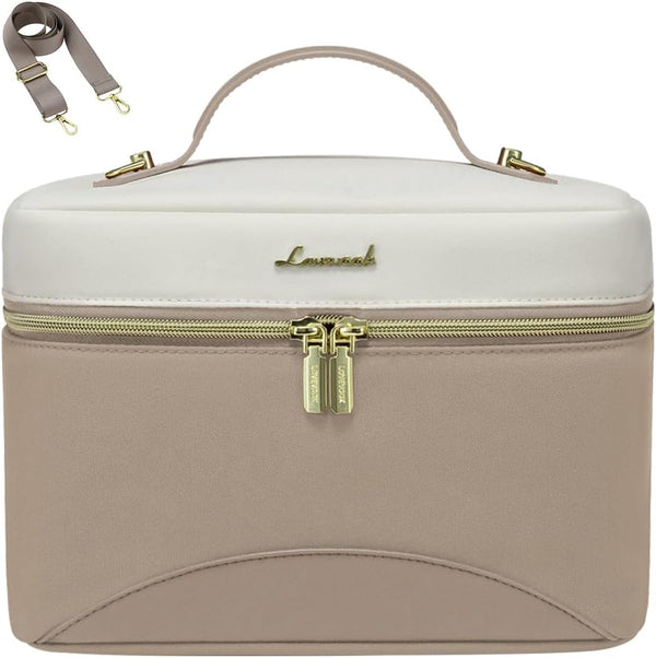 Insulated Lunch Bag for Women,Adult Lunch Box for Women,Leakproof Cooler Bag for Office Picnic Hiking Beach,Lunch Tote Bag with Adjustable Shoulder Strap - 6.5L Khaki with White