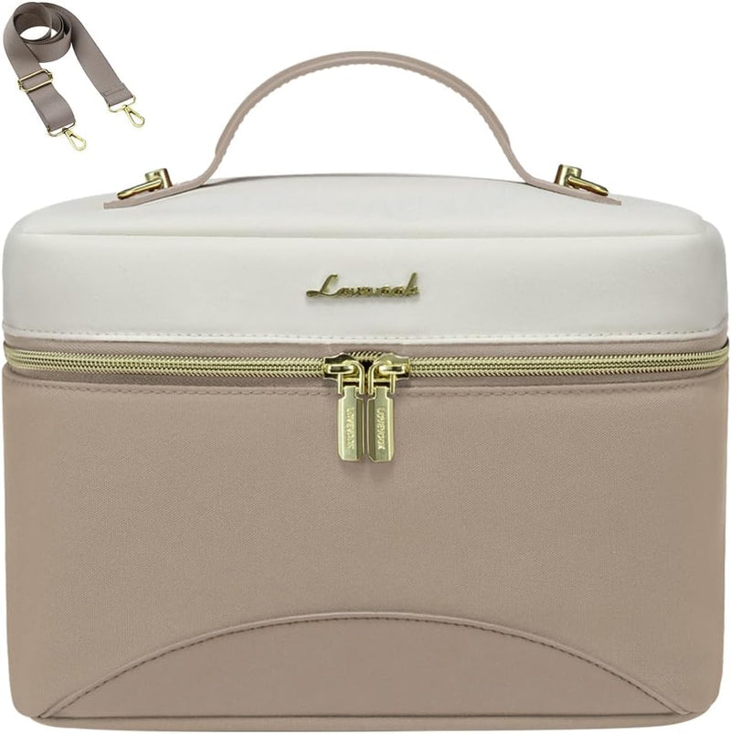 Insulated Lunch Bag for Women,Adult Lunch Box for Women,Leakproof Cooler Bag for Office Picnic Hiking Beach,Lunch Tote Bag with Adjustable Shoulder Strap - 6.5L Khaki with White