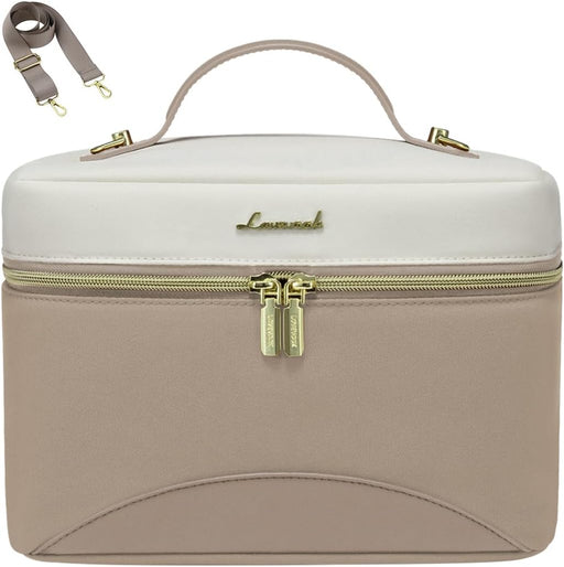 Insulated Lunch Bag for Women,Adult Lunch Box for Women,Leakproof Cooler Bag for Office Picnic Hiking Beach,Lunch Tote Bag with Adjustable Shoulder Strap - 6.5L Khaki with White