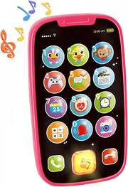 Hola My First Smartphone - Interactive Baby Phone Toy with Fun Sound Effects, Flashing Lights, 8 Melodies, Number Learning, and Durable Design for Toddlers Blue 12M+ - Pink