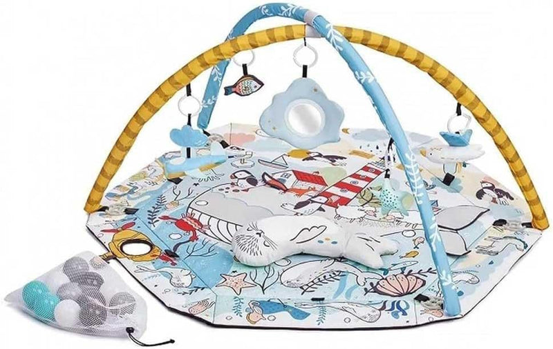 Kinderkraft Mata Education Smartplay Babymat | Playmat | Playpen for Infant/Baby Sea|Machine Washable| For 0 Months+(12 Balls)