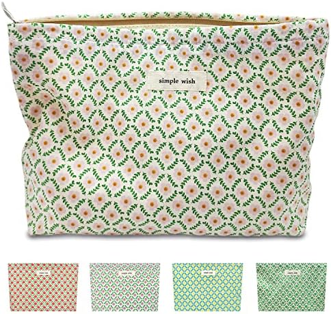 STARDW Flower Cosmetic Bags Makeup Bags for Women and Girls,Travel Makeup Bag Large Capacity Canvas Makeup Bag,Makeup Organizer Bag Zipper Pouch, Embossed pink, Large Capacity Aesthetic Makeup Bags