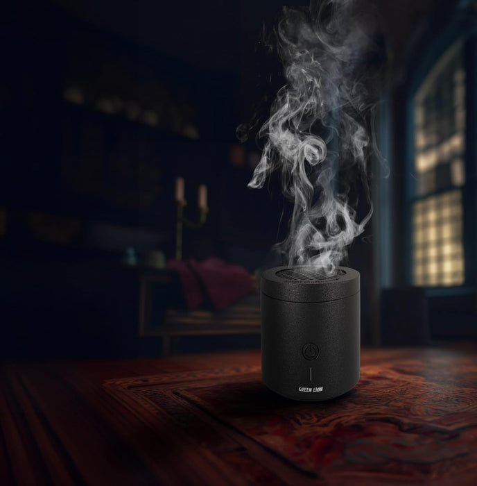 Green Lion Smart Bakhour Rechargeable Electric Car Incense Burner, USB-C Portable Mini Burner, Aluminum Alloy Design, Strong Power for Fast Burning, Long-Lasting Fragrance - Green