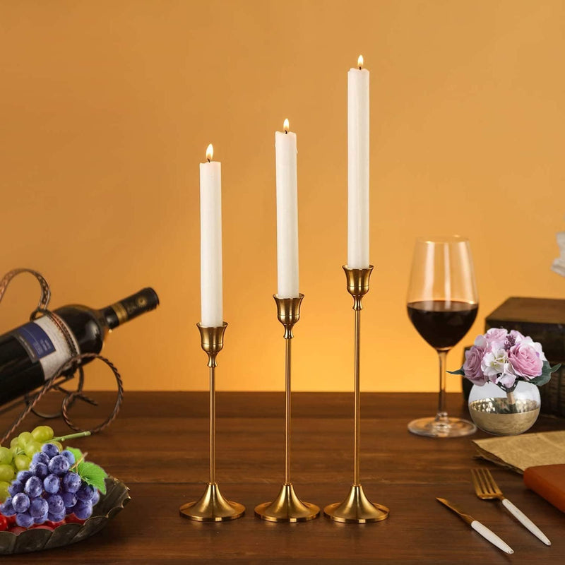 KGYMJR Set of 3 Copper Candle Holders for Tapered Candles, LED Candles, Decorative Candle Holders for Home Decor, Table, Wedding, Party, Anniversary,Christmas