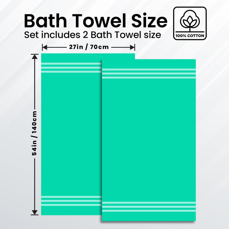 Infinitee Xclusives Premium Cotton Bath Towels Set of 2 (70 x 140 cm) Soft, Highly Absorbent, Quick Dry Towels - Perfect Towels for Bathroom, Gym, Spa & Hotel (Brilliant White)