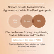 White Rice Exfoliating Ampoule, Gentle Daily Exfoliation & Moisture, Rice Ferment & Soy Oil, Smooth and Radiant Looking Complexion, Korean Skincare, 100 ml