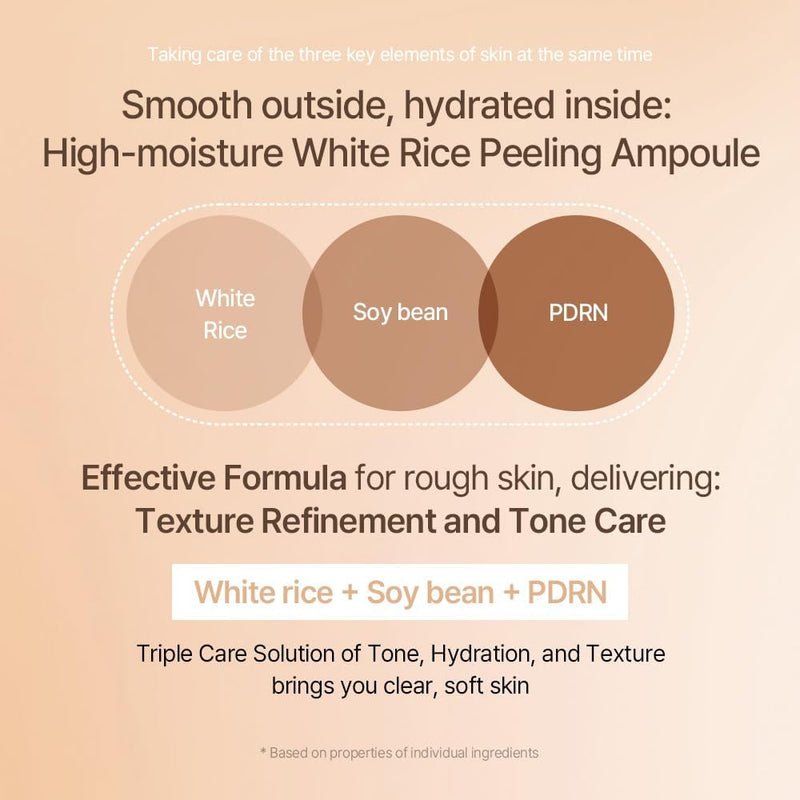 White Rice Exfoliating Ampoule, Gentle Daily Exfoliation & Moisture, Rice Ferment & Soy Oil, Smooth and Radiant Looking Complexion, Korean Skincare, 100 ml