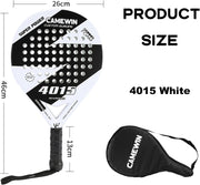 Paddle Tennis Racket Carbon Fiber Pop Paddle Tennis Racquets Professional Beach Padel Racket with Cover Bag - White