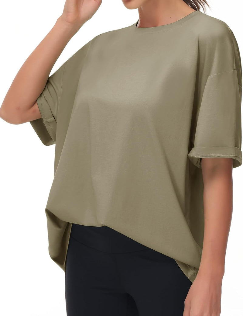 THE GYM PEOPLE Women's Casual Oversized T-Shirts Summer Crewneck Short Sleeve Workout Basic Tee Tops