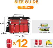 Insulated Lunch Box for Men & Women - Leak-Proof Cooler Lunch Bag with 4 Pockets, Adjustable Strap, Ideal for Work, Picnic, Travel - Medium, Black