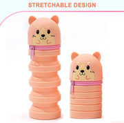 Silicone Pencil Case For Kids, Standing Pencil holder, Cartoon Foldable Pen Case, Retractable Storage Organizer for kids students Home Dorm School Classroom Teens