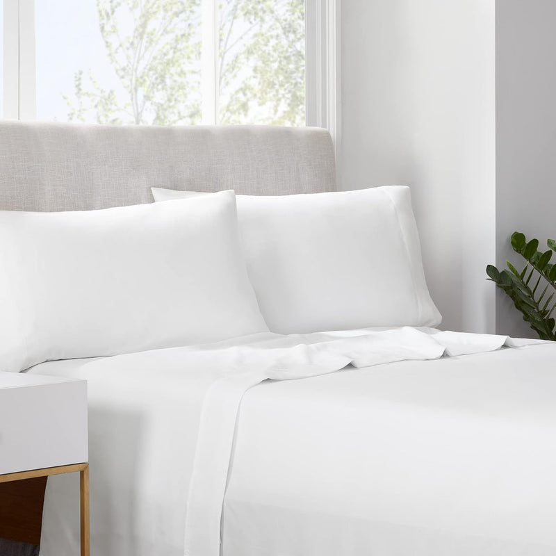 Serta Simply Clean Super Soft Hypoallergenic Stain Resistant Deep Pocket 3 Pieces Solid Bed Sheet Set, Twin XL, Silver Grey
