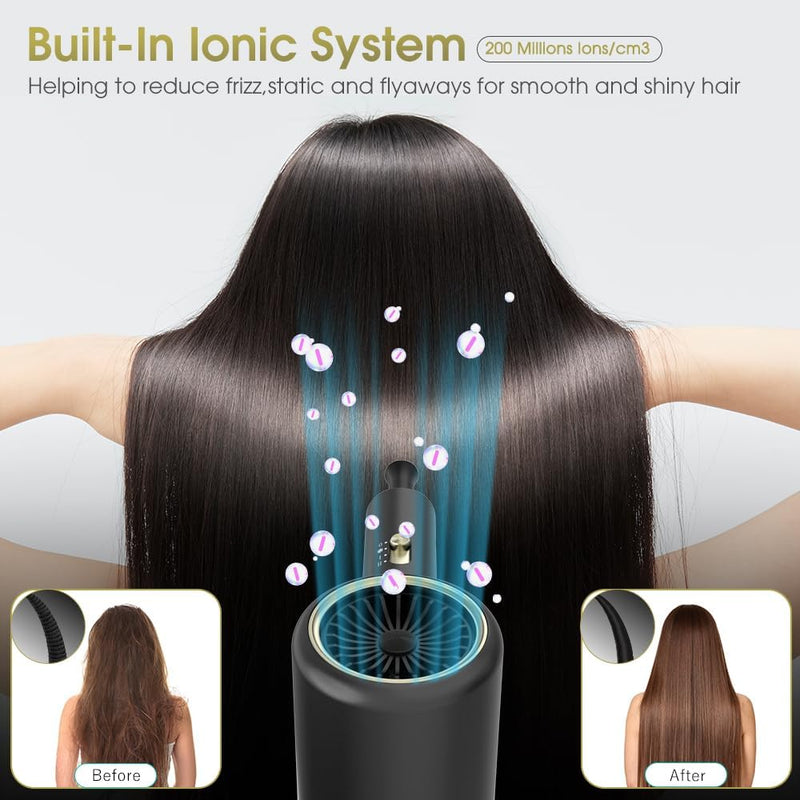 Oxsaytee 2400W Hair Blow Dryer with Diffuser, Foldable Mini Travel Hair Dryer, Ionic Hair Dryer With Storage Bag Bow Dryer for Curly Hair Fast Drying For Home Salon Travel (Black)
