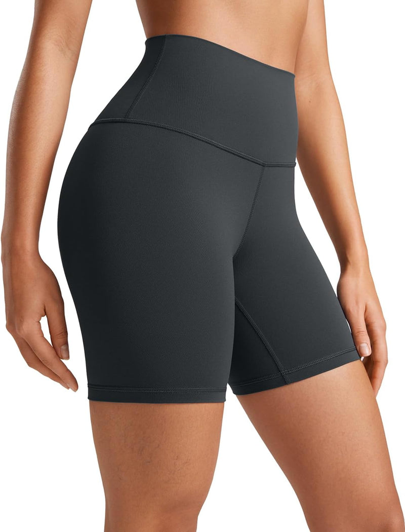 CRZ YOGA Womens ButterLuxe Biker Shorts 6"- High Waist Workout Athletic Running Spandex Yoga Shorts