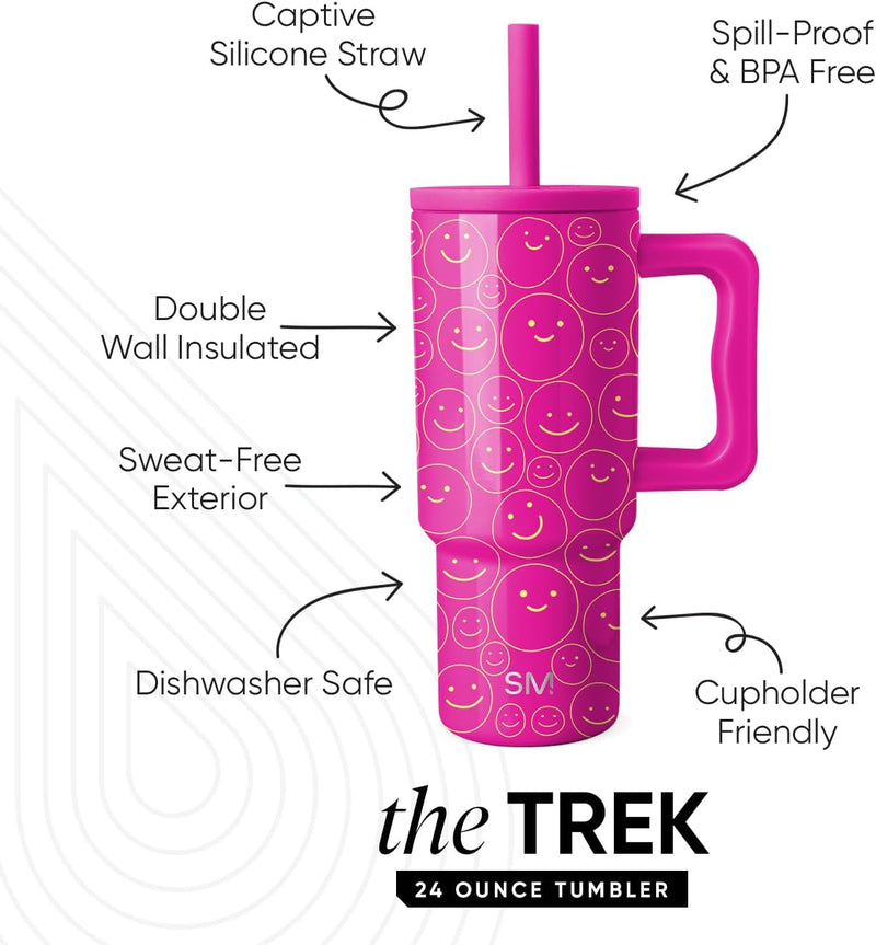 Simple Modern Kids 24 oz Tumbler with Handle and Silicone Straw Lid | Spill Proof and Leak Resistant | Reusable Stainless Steel Bottle | Gift for Kids Boys Girls | Trek Collection | Asteroid
