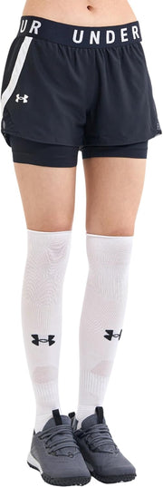 womens Play Up 2-In-1 Shorts (pack of 1) - Black / Black / White