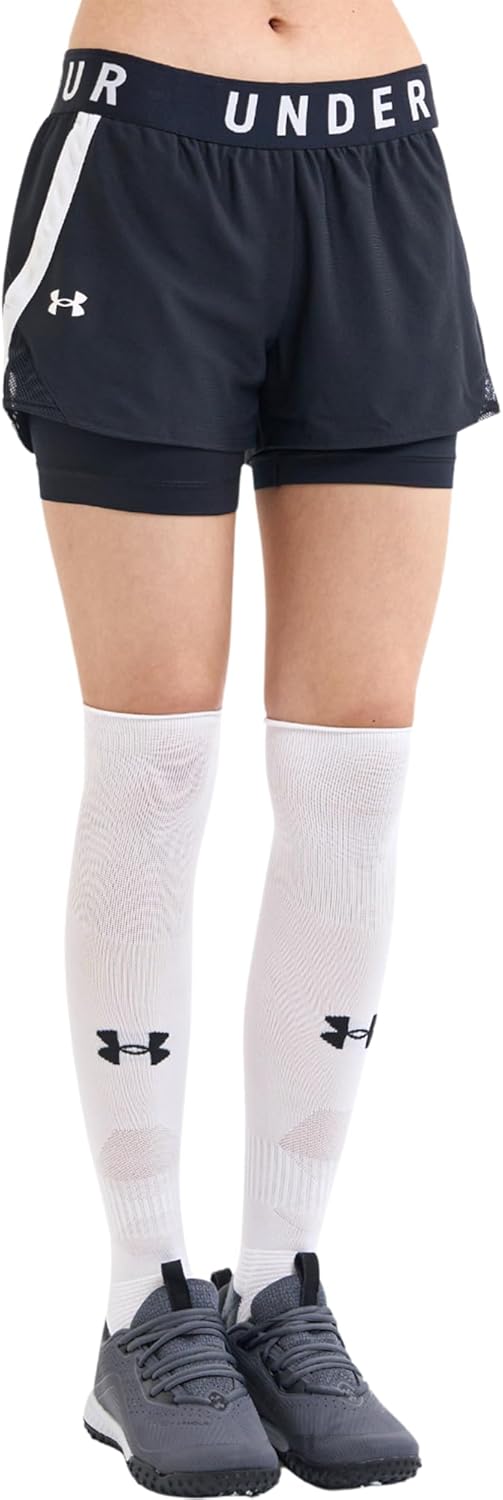 womens Play Up 2-In-1 Shorts (pack of 1) - Black / Black / White