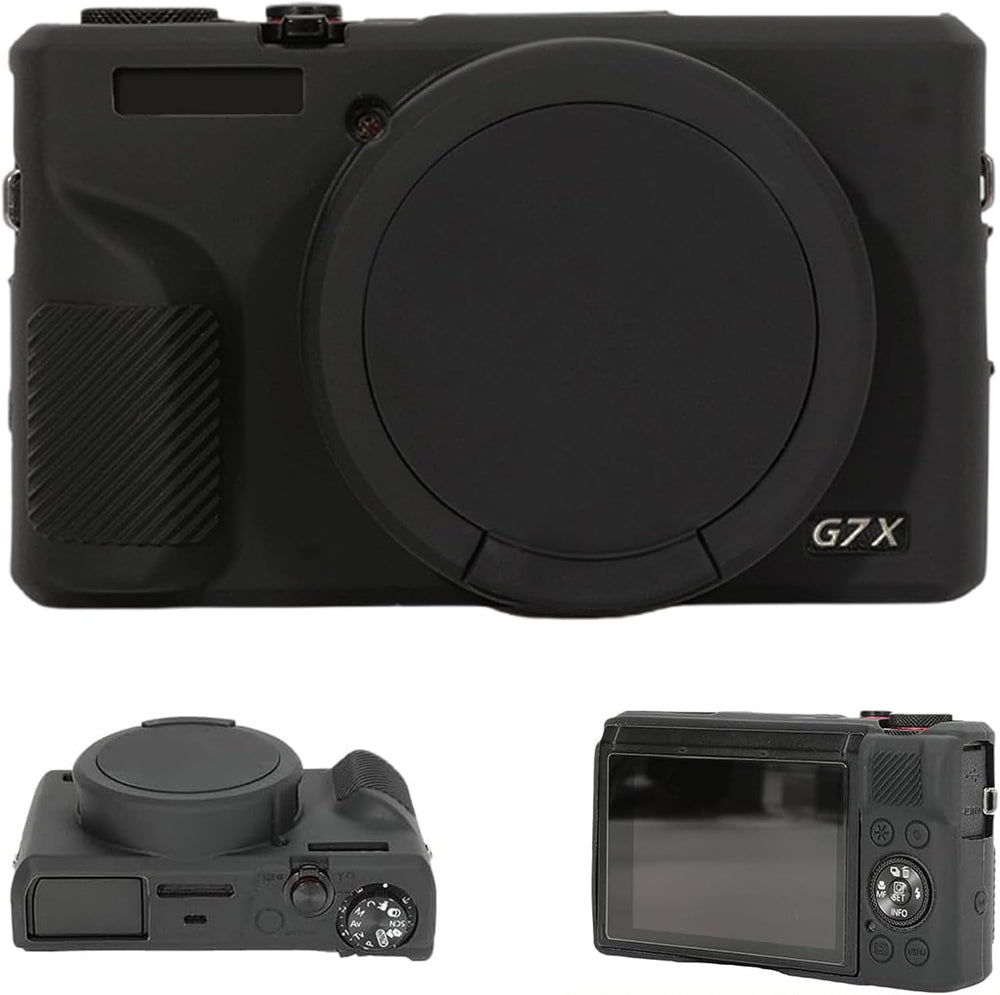 Case for Canon Powershot G7X Mark III Digital Camera, G7X Mark iii Camera Silicone Case, Soft Silicone Protective Cover with Removable Lens Cover for Canon G7-X Mark3 (Black)