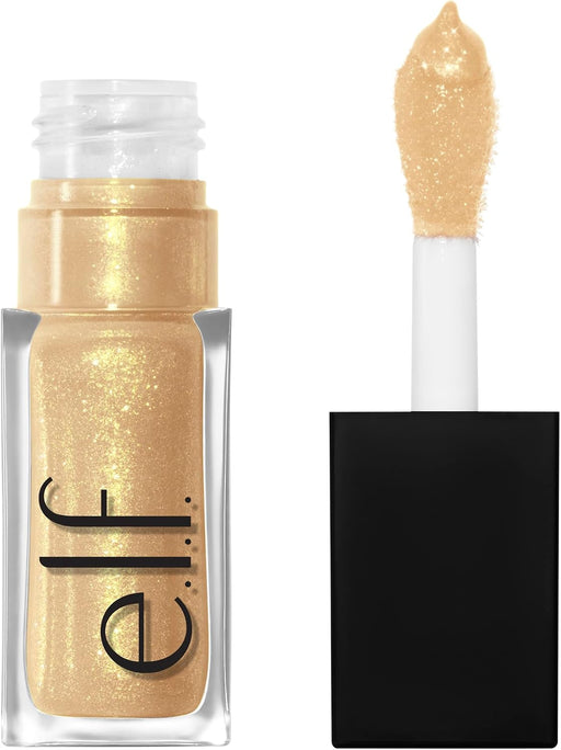 e.l.f. Glow Reviver Lip Oil, Nourishing and Hydrating with High-Shine Glimmer Finish & Sheer Wash Of Color, Minty Scent, Non-Sticky, Vegan & Cruelty-free, Candy Coded - Citrine Gleam 7.39 ml (Pack of 1)