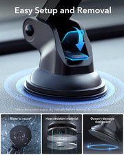 ESR for MagSafe Car Mount Dashboard, Magnetic Phone Holder for Car, Windshield Magnetic Car Mount for iPhone 16 15 Pro Max Plus 14 13 12 Mini, Car Accessories, Charging Not Supported, Metallic BLACK