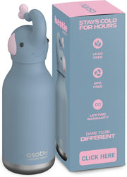 Bestie Giraffe Kids Water Bottle, 16oz/460ml Stainless Steel - Blue
